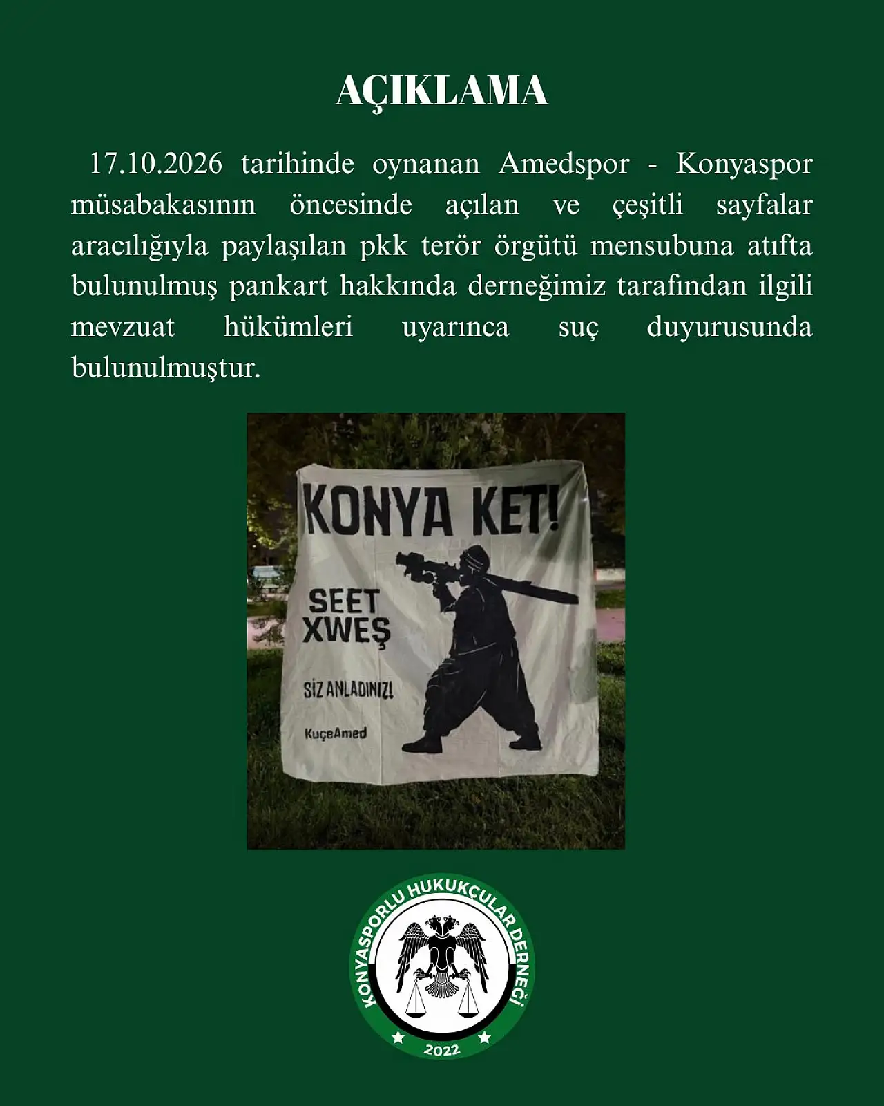 Konyaspor maçındaki o pankartın hesabı soracak