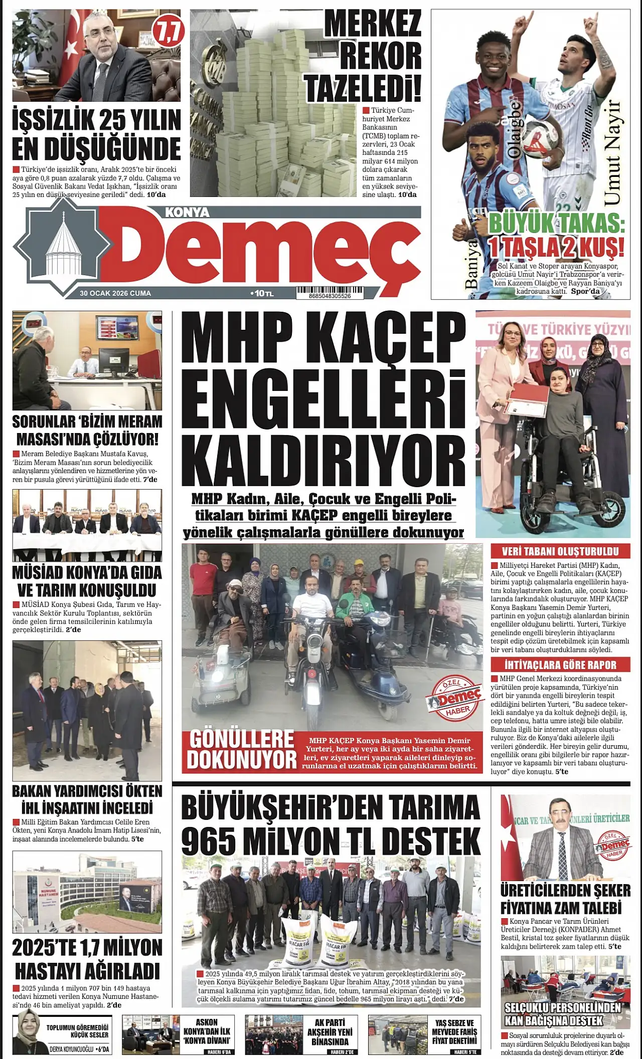 Bugünkü Konya gündemi (30 Ocak 2026)