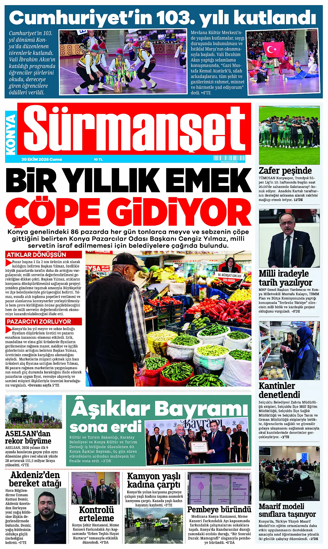 Bugünkü Konya gündemi (30 Ekim 2026)