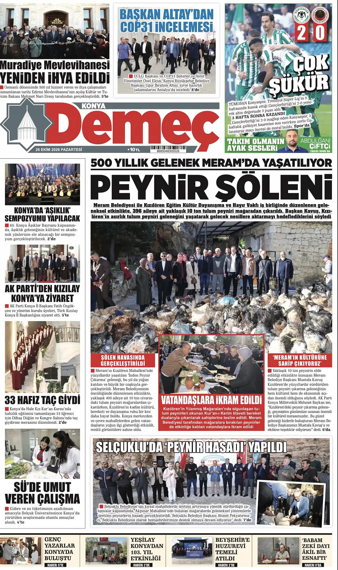 Bugünkü Konya gündemi (26 Ekim 2026)