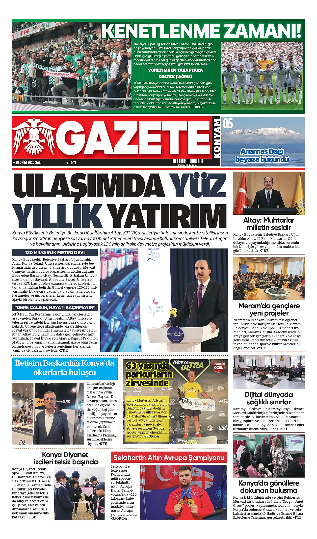 Bugünkü Konya gündemi (20 Ekim 2026)