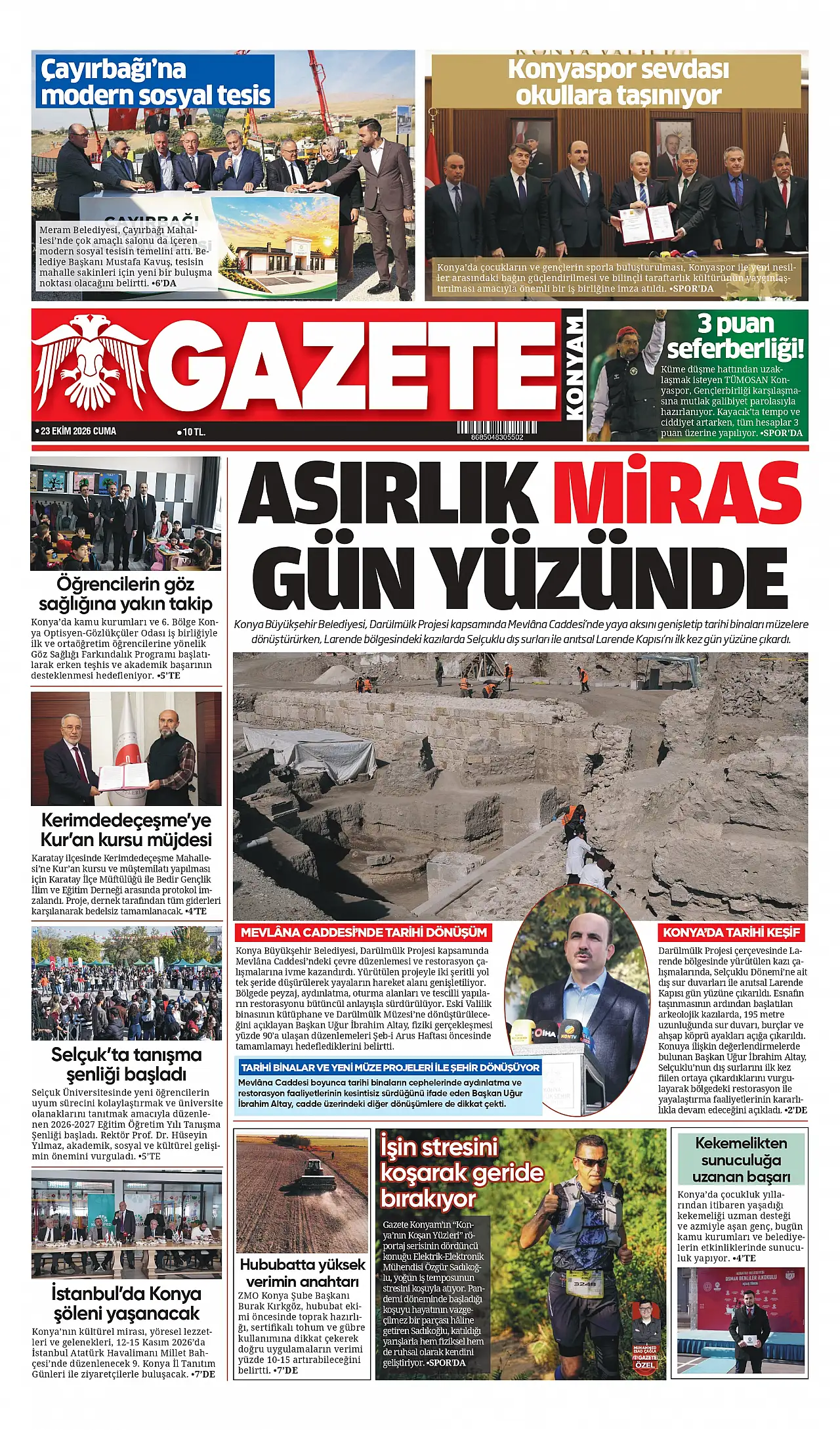 Bugünkü Konya gündemi (23 Ekim 2026)