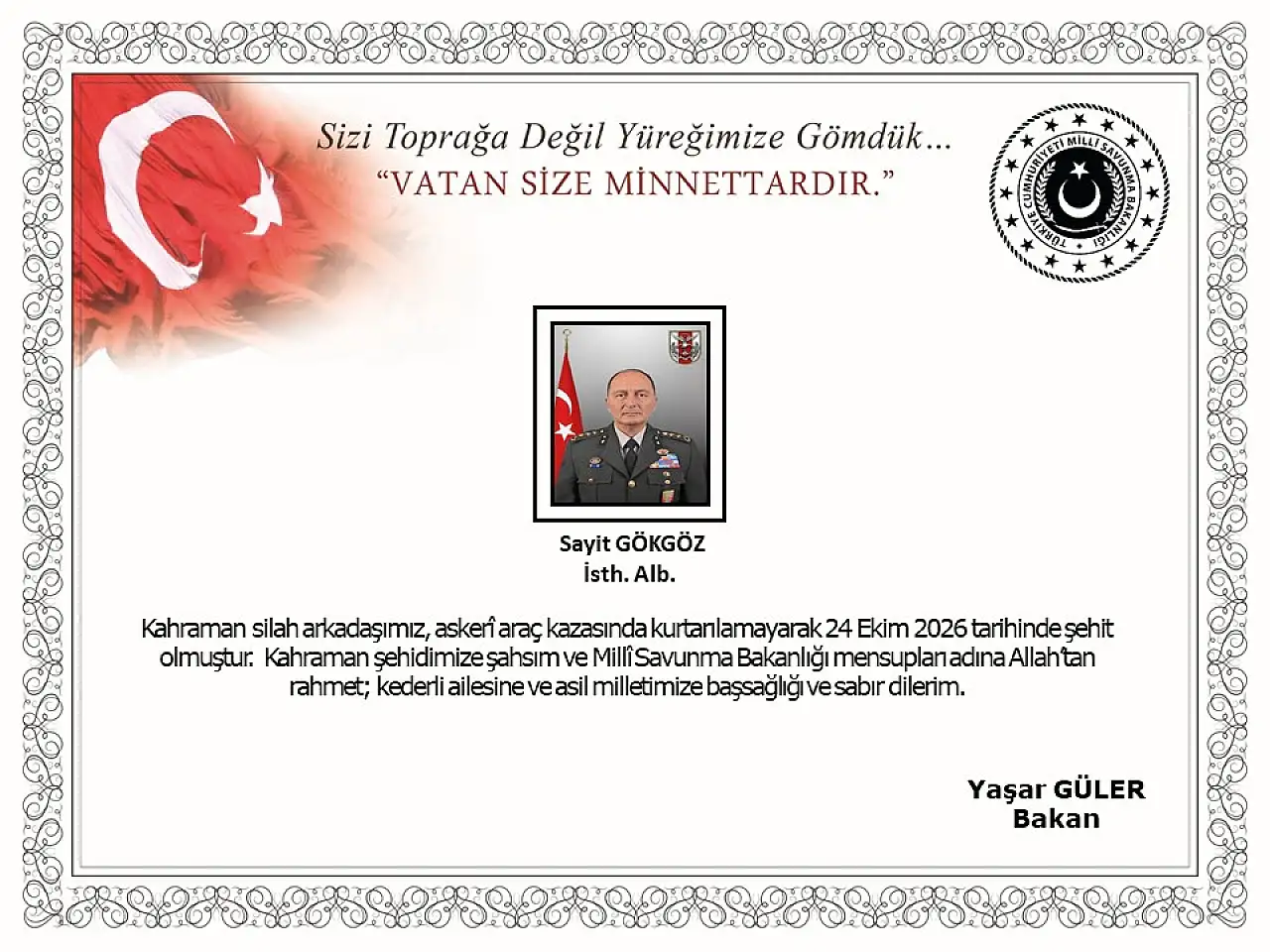 Askeri araç kazasından acı haber: Albay şehit düştü