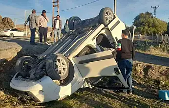 Konya'da kontrolden çıkan araç şarampole devrildi