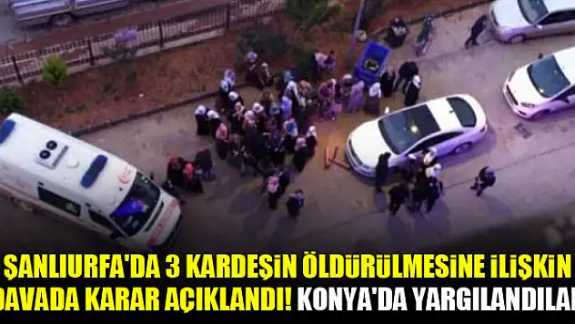 Şanlıurfa'da 3 kardeşin öldürülmesine ilişkin davada karar açıklandı! Konya'da yargılandılar