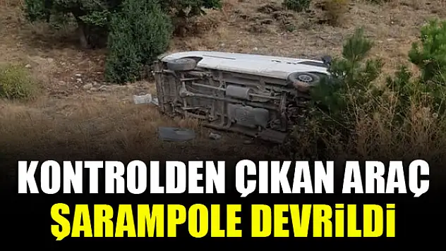 Kontrolden çıkan araç şarampole devrildi