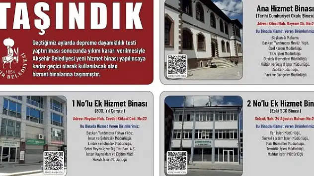 Akşehir Belediyesi  3 binada hizmet veriyor