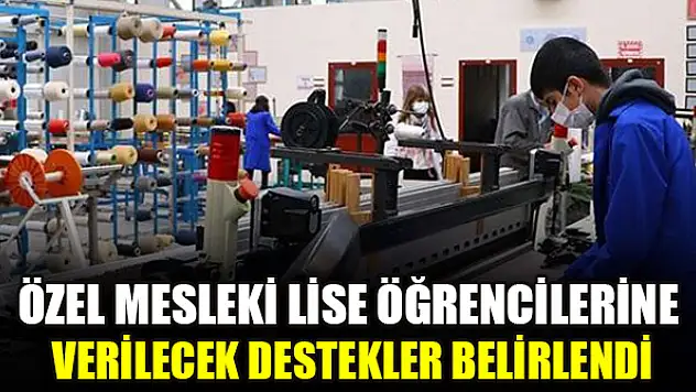 Özel mesleki lise öğrencilerine verilecek destekler belirlendi