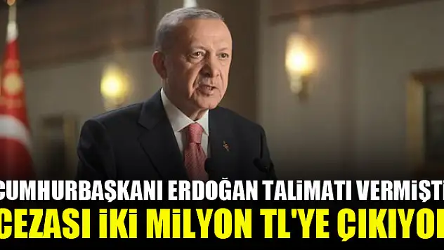 Cumhurbaşkanı Erdoğan talimatı vermişti! Cezası iki milyon TL'ye çıkıyor