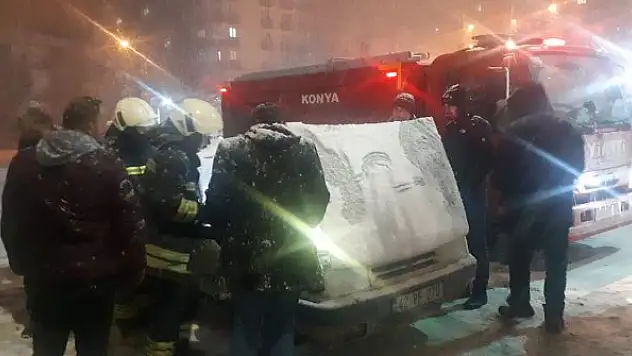 Seydişehir'de çalıştırılmaya çalışılan otomobil yandı