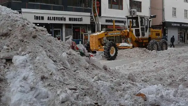 Hakkari'de 16 iş makinesiyle kar taşınıyor