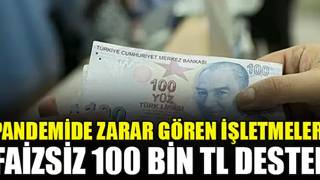 Pandemide zarar gören işletmelere faizsiz 100 bin TL destek