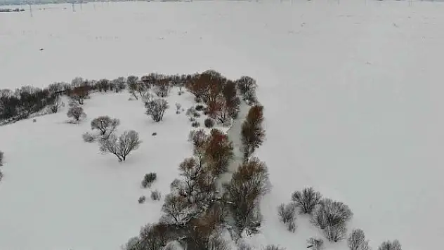Kar manzarası dorone ile görüntülendi
