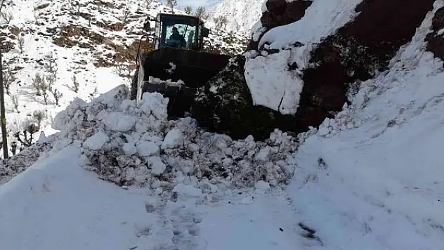 Batman'da köy yoluna düşen dev kayalar kaldırıldı