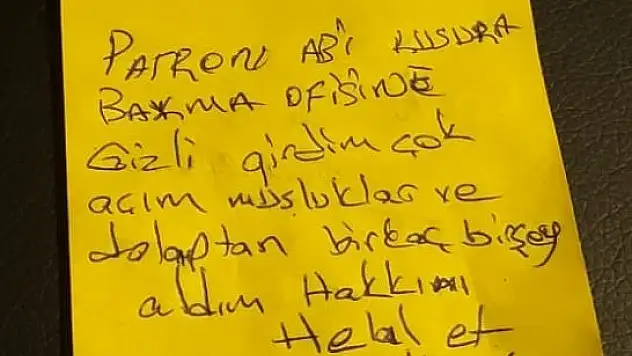 'Hakkını helal et ağabeylerin gülü' notu bırakan hırsıza, mağdur patrondan yemek ve iş sözü