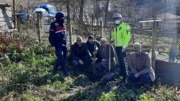 Şehit babası 3 binin üzerinde fidan dikti