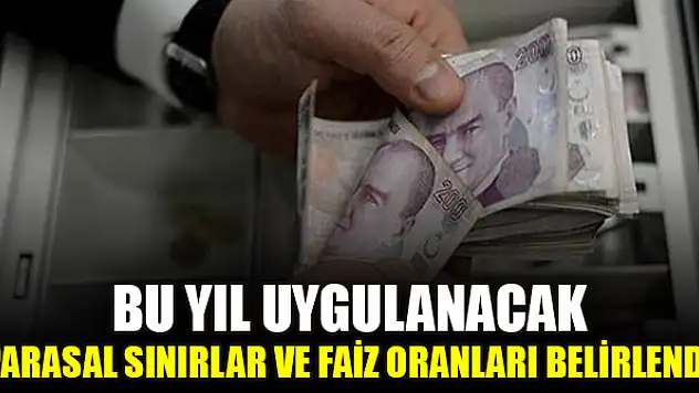 Bu yıl uygulanacak parasal sınırlar ve faiz oranları belirlendi