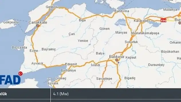Marmara Denizi'nde 4,1 büyüklüğünde deprem