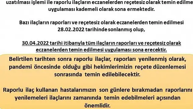 'Pandemide başlatılan reçetesiz ilaç temini 30 Nisan'da sona eriyor'