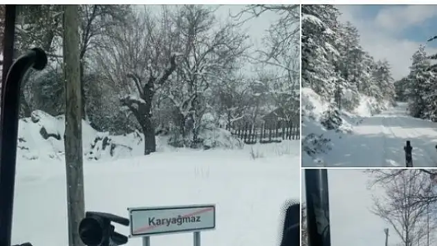 Karyağmaz'a kar yağdı