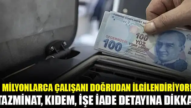 Milyonlarca çalışanı doğrudan ilgilendiriyor! Tazminat, kıdem, işe iade detayına dikkat