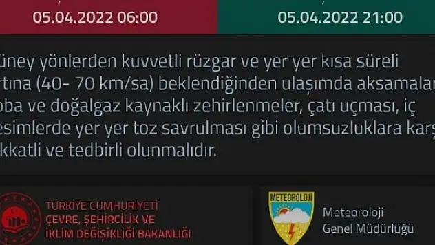 Burdur'da fırtına uyarısı