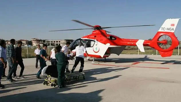 Kalp krizi geçiren yaşlı adam hava ambulansla Konya'ya sevk edildi