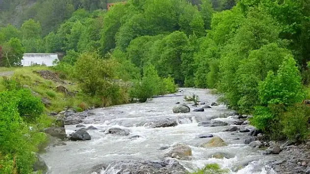 Şiddetli sağanakla birlikte debisi artan şelale görsel şölen sundu