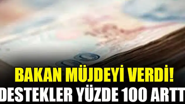 Bakan müjdeyi verdi! Destekler yüzde 100 arttı