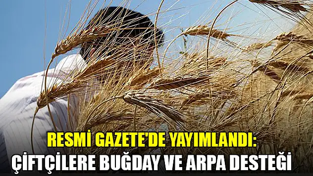Resmi Gazete'de yayımlandı: Çiftçilere buğday ve arpa desteği