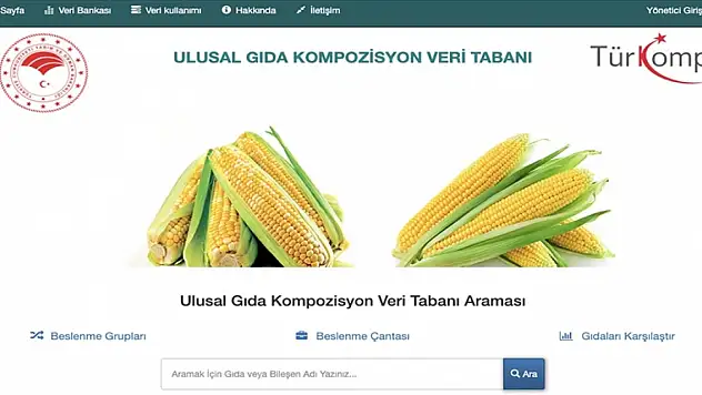 Türkiye'de üretilen tarımsal ürünlerin enerji ve besin değerlerine tek noktadan ulaşılabilecek