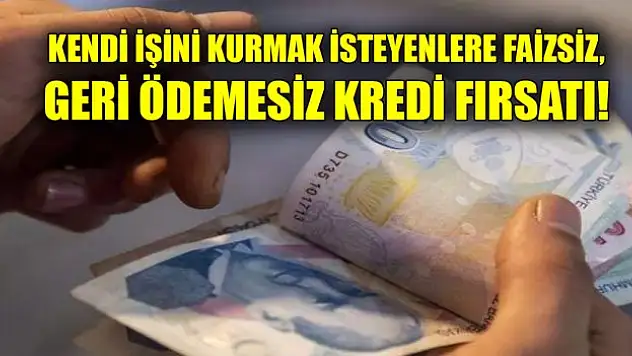 Kendi işini kurmak isteyenlere faizsiz, geri ödemesiz kredi fırsatı!