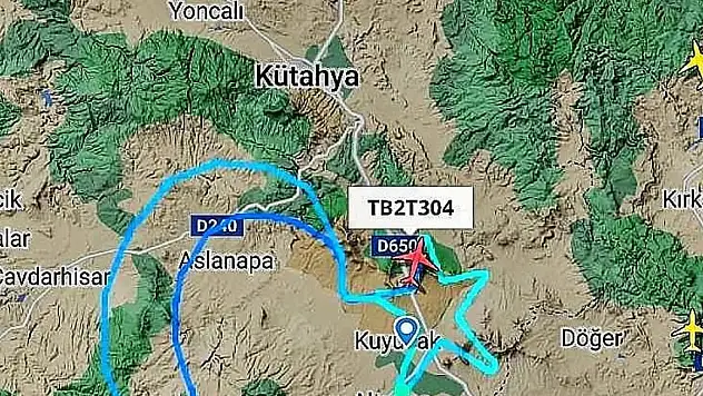 Bayraktar TB2 İHA, Kütahya'da rotasını ay yıldızla çizdi