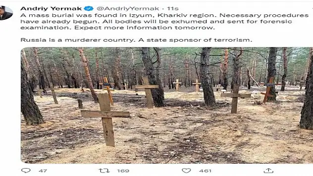 Ukrayna'nın geri aldığı İzyum'da toplu mezar bulundu