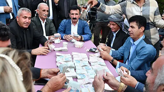 5 bin kişinin katıldığı düğününde gelin ve damada takılan parayı 9 kişi saydı