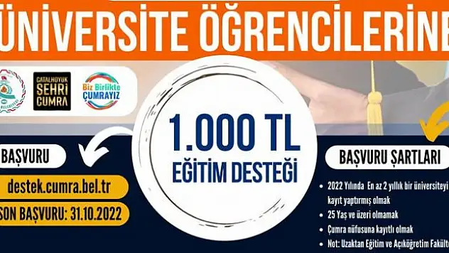 Çumra'dan da öğrencilere destek müjdesi geldi