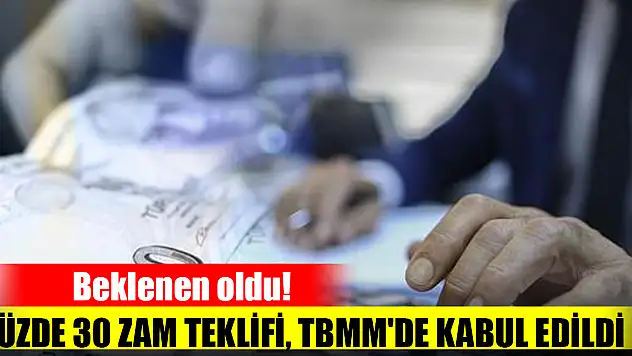 Memura ve emekliye yüzde 30 zam teklifi, TBMM'de kabul edildi