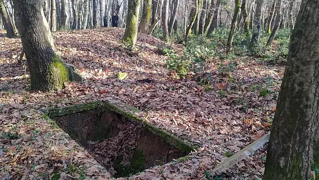 Eski köy mezarlığı defineciler tarafından talan edildi