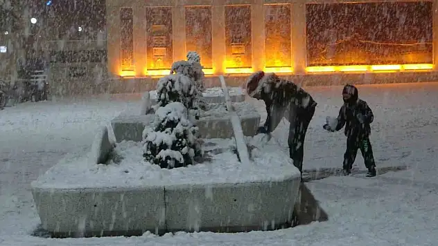 Malatya'da lapa lapa yağan kar kenti beyaza bürüdü