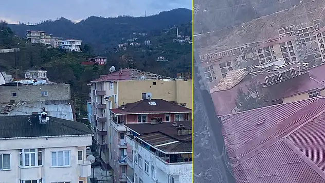 Rize'de fırtına çatılar uçtu