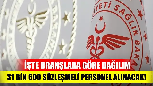 Sağlık Bakanlığı 31 bin 600 sözleşmeli personel alacak! İşte branşlara göre dağılım
