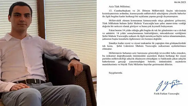 Fatih Furkan Yazıcıoğlu'ndan adaylık açıklaması