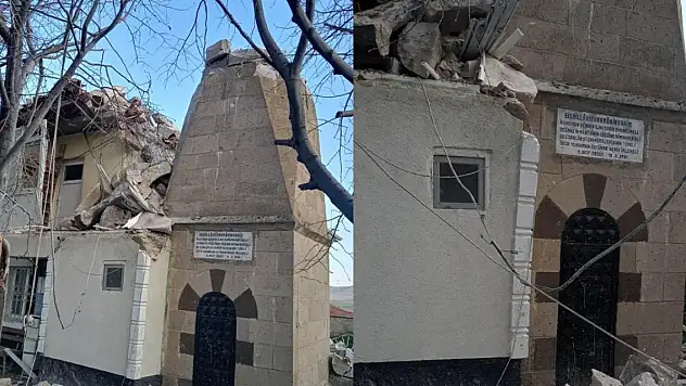 Kırşehir'de cami minaresi şiddetli rüzgarda yıkıldı
