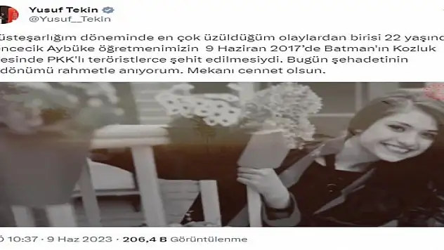 Bakan Tekin'den 'Aybüke öğretmen' paylaşımı