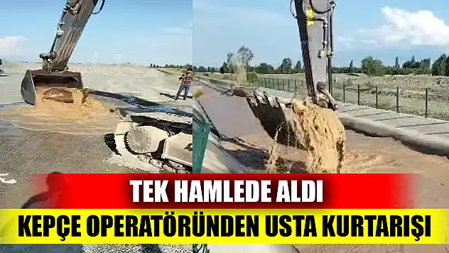 Operatörden alkışlanacak hareket: Su kanalına düşen boğayı kepçeyle kurtardı