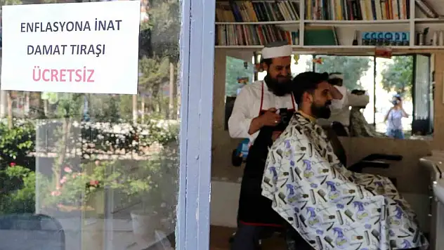 Bu berberde enflasyona damatlara tıraş ücretsiz