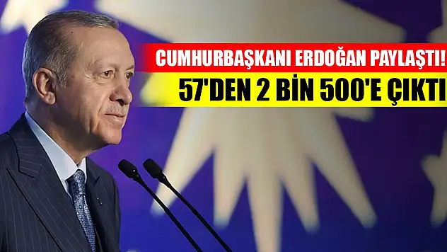 Cumhurbaşkanı Erdoğan paylaştı! 57'den 2 bin 500'e çıktı