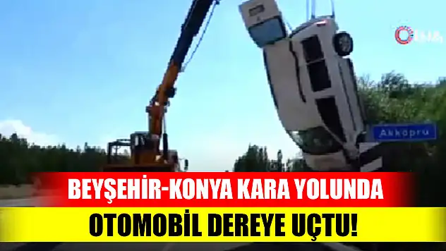 Beyşehir-Konya kara yolunda otomobil dereye uçtu!