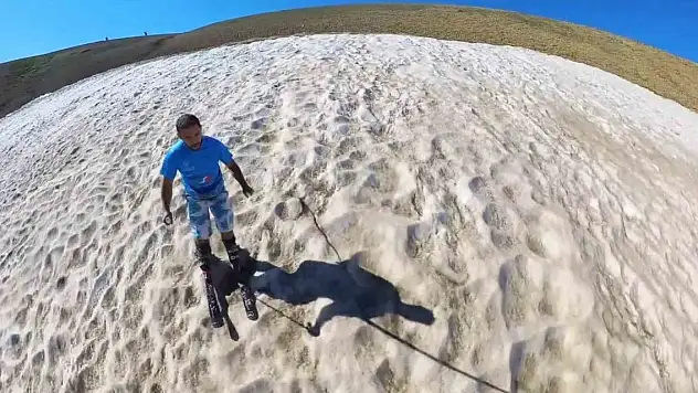 40 derece sıcakta kayak yaptı!