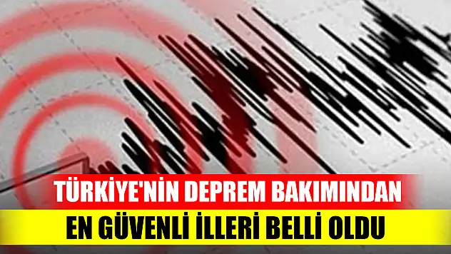 Türkiye'nin deprem bakımından en güvenli illeri belli oldu